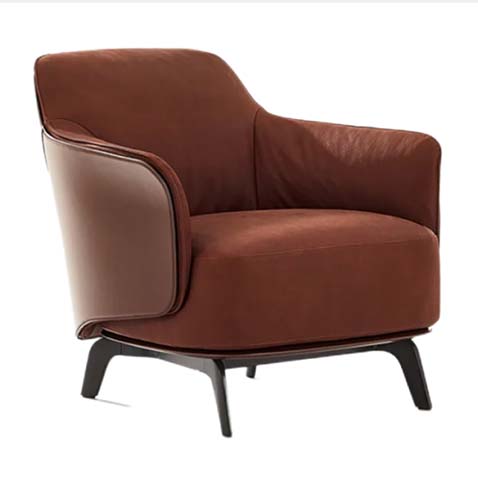 Two-Tone Asymmetrical Wrap Leather Lounge Armchair