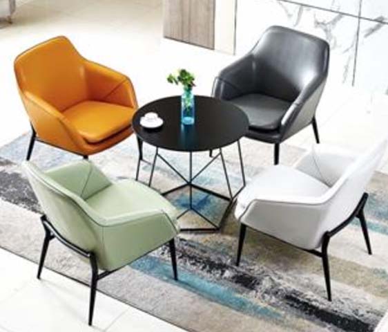 4-Seat Upholstered Bucket Lounge Accent Chair Set with Round Geometric Metal Base Coffee Table