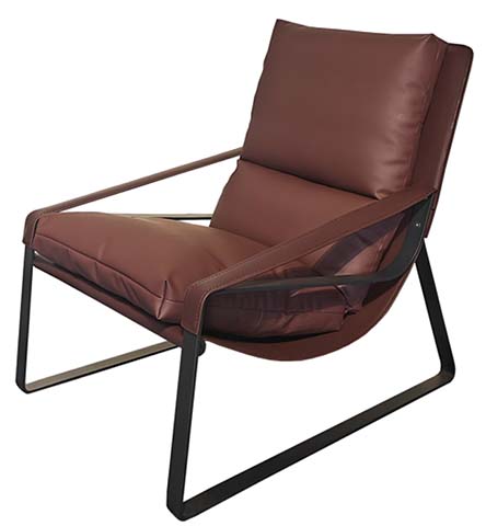 Brown Padded Sling Lounge Chair with Black Cantilever Sled Frame