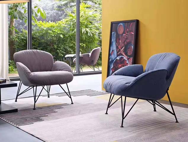 Upholstered Rounded Bucket Lounge Armchair with Black Hairpin Legs