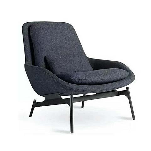 Dark Charcoal Woven Fabric Curved Wrap Lounge Chair with Black Metal Legs