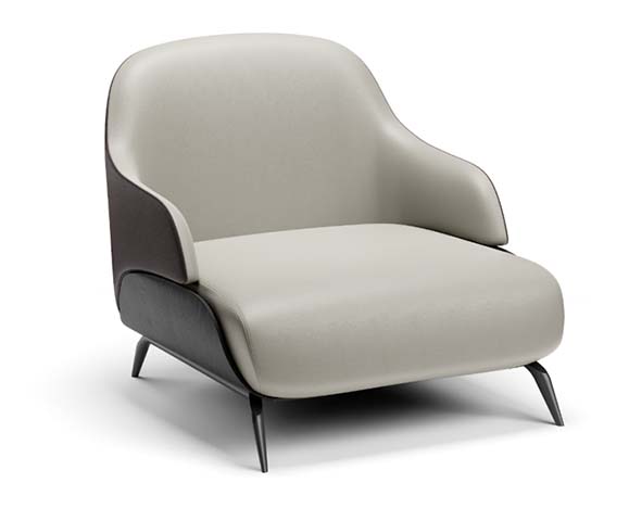 Two-Tone Asymmetrical Curved Upholstered Lounge Armchair