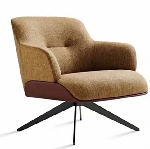 Fabric Upholstered Swivel Lounge Armchair with 4-Star Metal Base