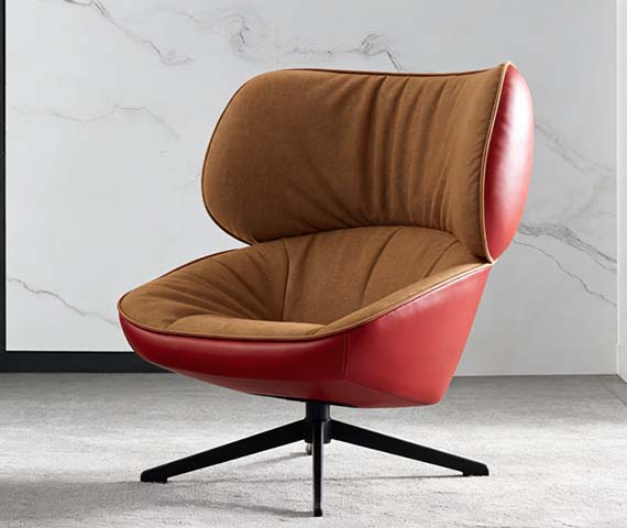 Two-Tone Cocoon Swivel Lounge Armchair