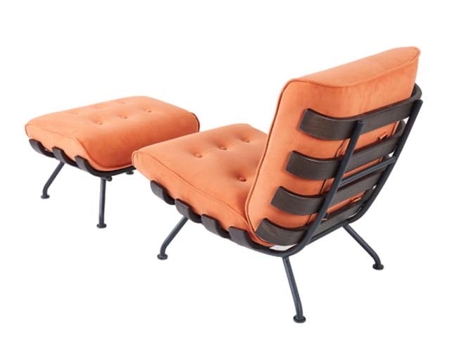 Mid-Century Tufted Lounge Chair with Matching Ottoman