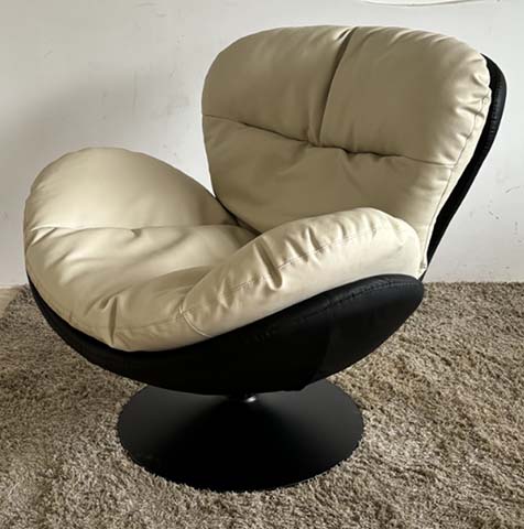 Two-Tone Armless Channel-Stitched Swivel Lounge Chair