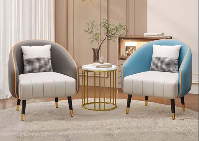 Color-Blocked Upholstered Accent Lounge Chair with Gold Trim