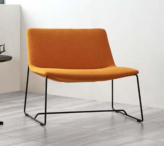 Orange Upholstered Armless Lounge Accent Chair with Black Sled Base