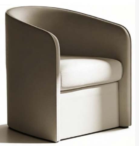 Two-Tone Curved Barrel Upholstered Lounge Armchair