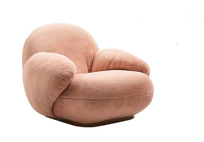 Blush Pink Plush Organic Bulbous Upholstered Lounge Armchair