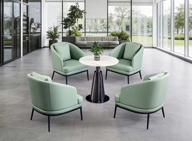 4-Seat Commercial Lounge Conversation Set with Round Marble-Look Coffee Table