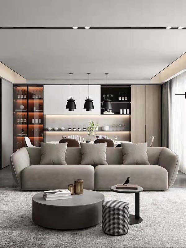 Matte Dark Grey Round Drum Coffee Table