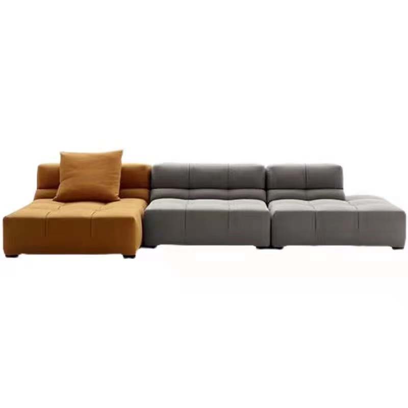 Two-Tone Armless Grid-Tufted Modular Sectional Sofa with Chaise