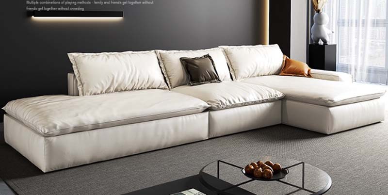 Low-Profile L-Shaped Deep-Seat Modular Sectional Sofa