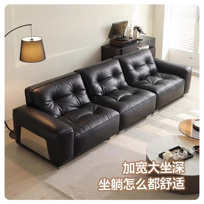 Black Tufted Extra-Deep Three-Seater Sofa