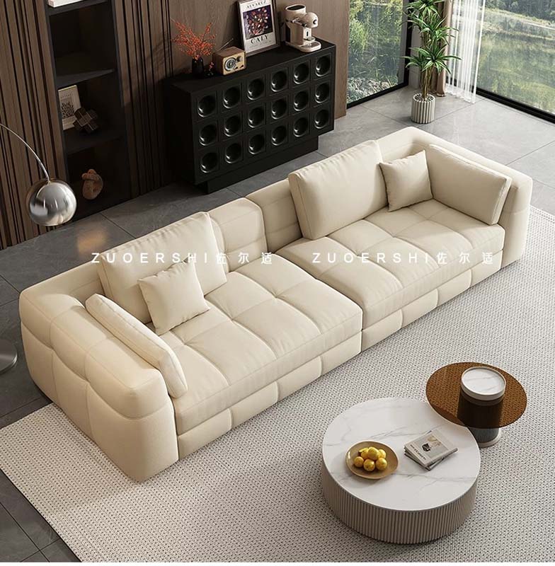 Cream Tufted Modular 4-Seat Sofa