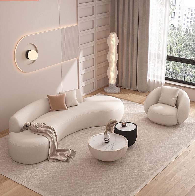 Curved Upholstered 4-Seat Lounge Sofa