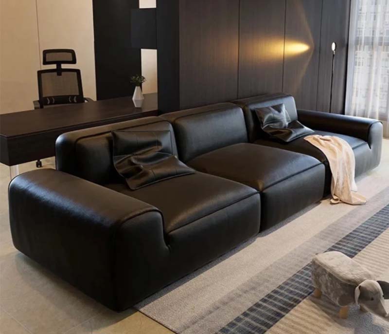 Black Blocky 3-Seat Modular Upholstered Sofa