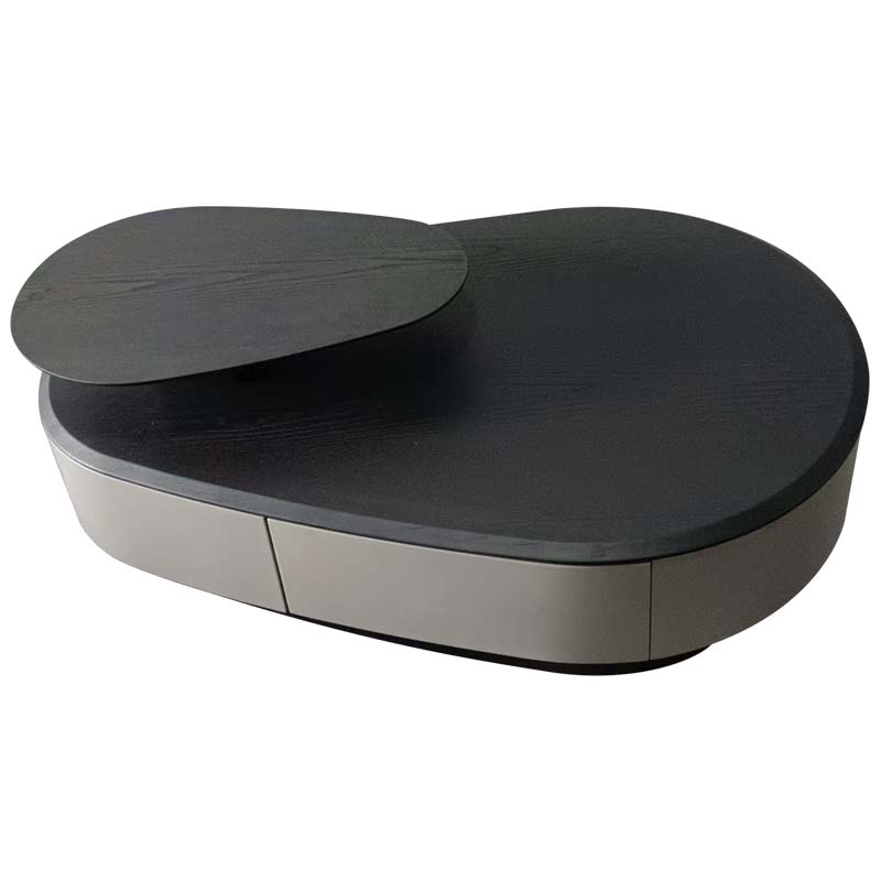 Organic-Shaped Swivel Coffee Table with Storage Drawers