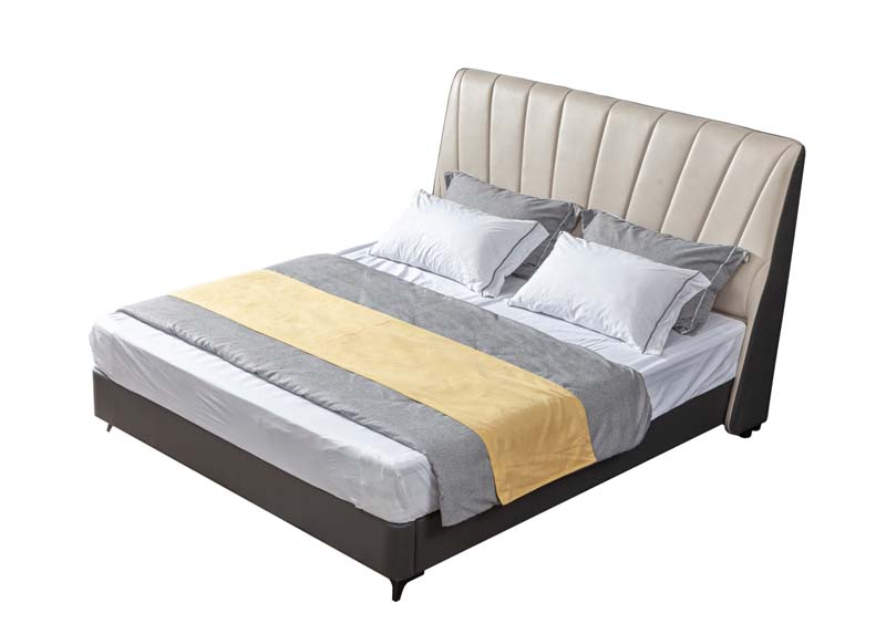 Upholstered Platform Bed with Vertical Channel Headboard