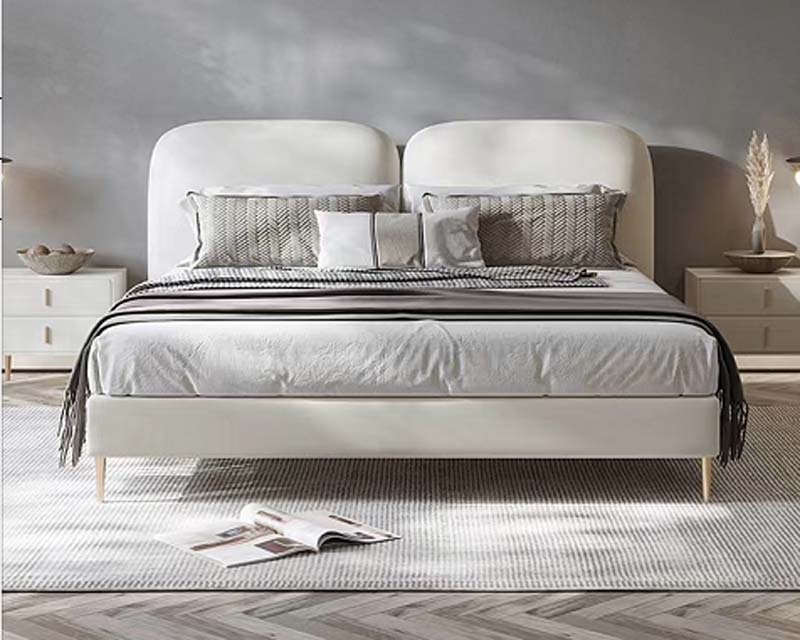 Upholstered Curved Split-Headboard Platform Bed