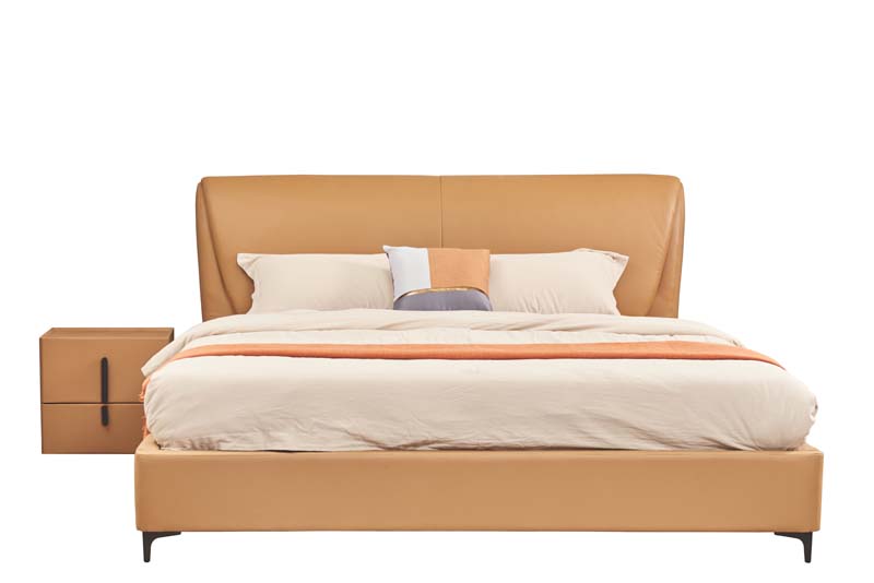 Upholstered Low-Profile Platform Bed with Matching Nightstand