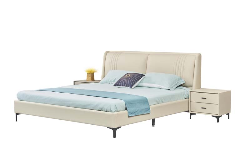 Upholstered Platform Bed with Two Nightstands