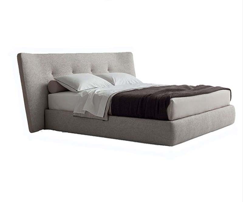 Upholstered Platform Bed with Tufted Wing Headboard