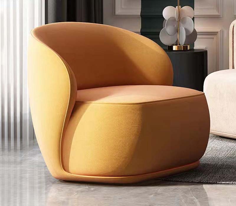 Mustard Velvet Upholstered Barrel Accent Chair