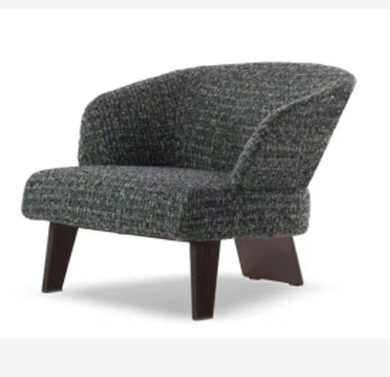 Wraparound Barrel Accent Lounge Chair with Textured Upholstery and Dark Wood Legs