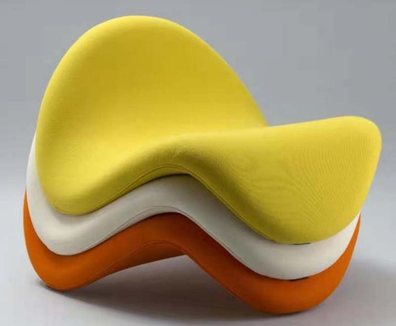 Sculptural Three-Tone Upholstered Wave Lounge Chair
