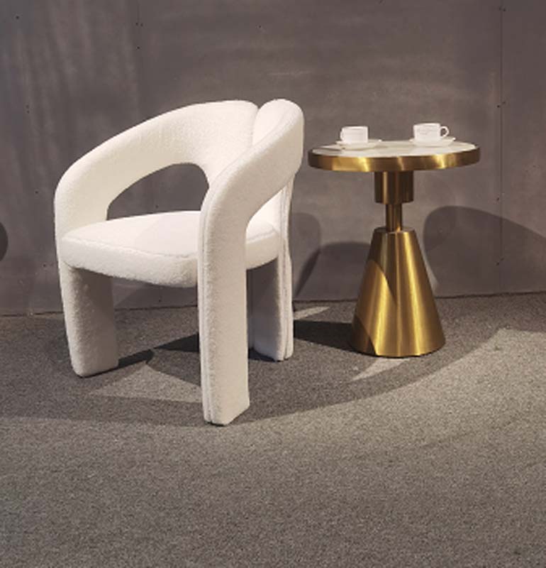 Ivory Boucle Upholstered Sculptural Lounge Armchair