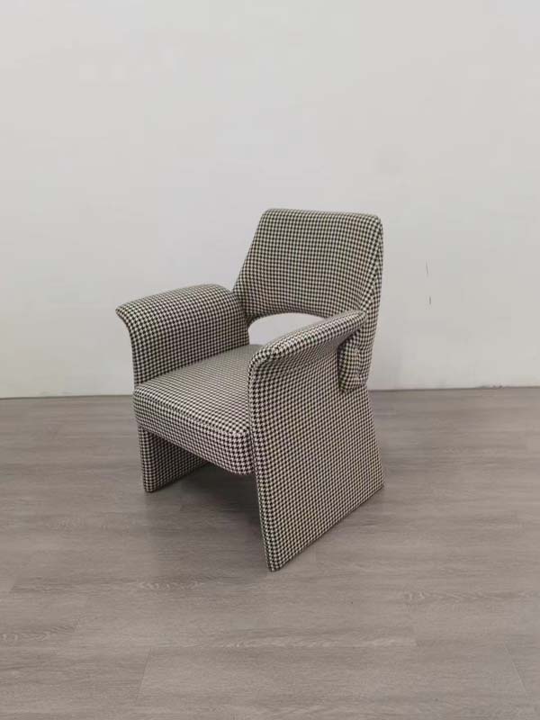Fully Upholstered Houndstooth Lounge Armchair