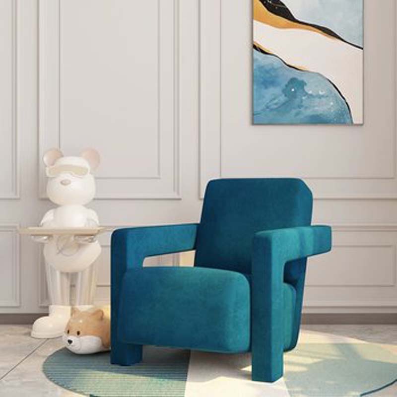 Teal Upholstered Block Armchair