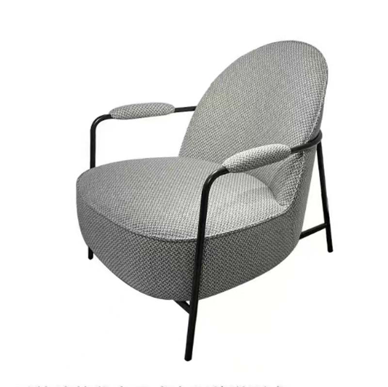 Fabric Upholstered Lounge Chair with Black Metal Frame