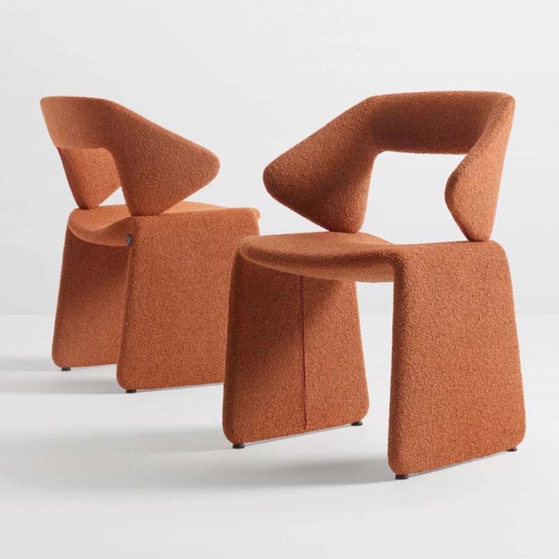 Clementine Fully Upholstered Sculptural Dining Chair in Terracotta