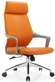 High-back Orange Leather Executive Swivel Chair