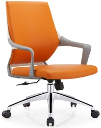 Mid-Back Orange Upholstered Swivel Conference Chair