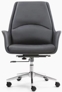 Black Upholstered Swivel Executive Chair with Integrated Armrests