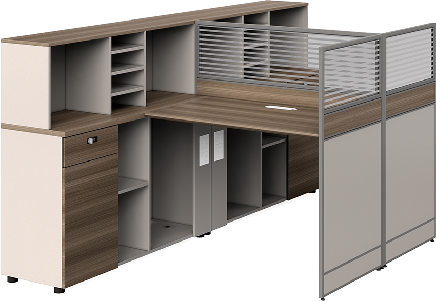 Modular Linear Panel Office Workstation with Integrated Storage
