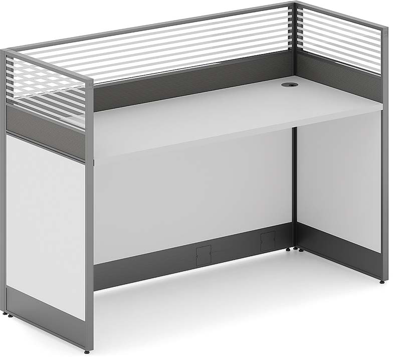 Single-Person Three-Sided Cubicle Workstation with Slatted Privacy Screens
