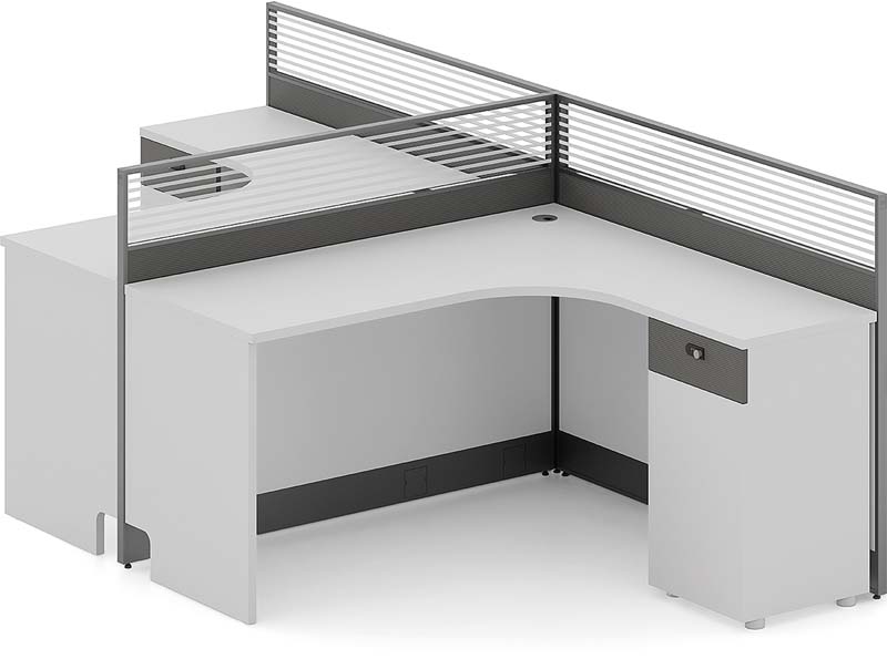 Two-Person L-Shaped Panel System Workstation with Storage Pedestals