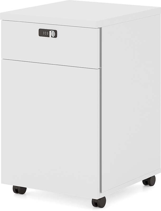 White Lockable Two-Drawer Mobile Pedestal Filing Cabinet