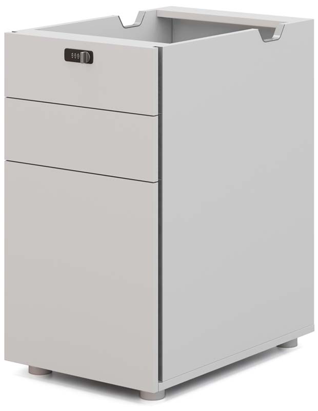 Light Gray Three-Drawer Under-Desk Pedestal Cabinet with Combination Lock