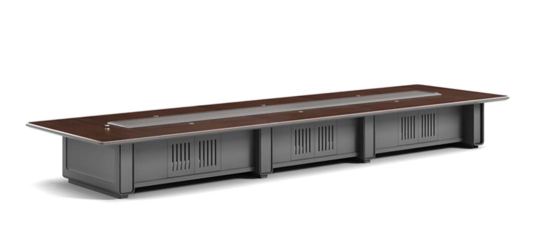 Large Rectangular Boardroom Conference Table with Central Cable Management