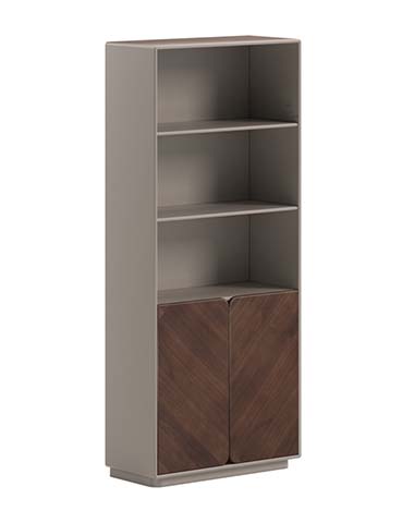 Tall Open Shelf Bookcase with Lower Double Doors