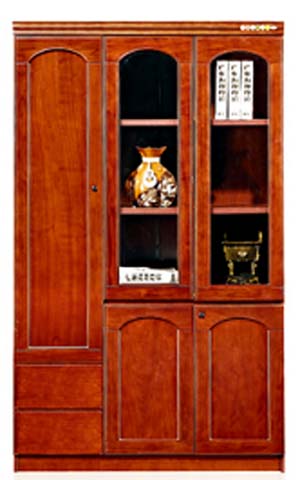 Traditional Red-Brown Wooden Executive Office Display Bookcase