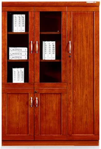 3-Door Combination Office Bookcase with Upper Glass Storage and Lower Solid Door Storage