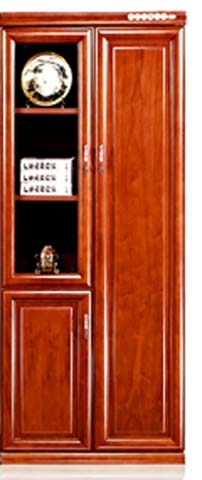 Traditional Executive Two-Bay Office Bookcase with Mixed Glass and Solid Raised-Panel Doors