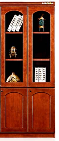 Traditional Double-Section Glass-Wood Door Display Cabinet